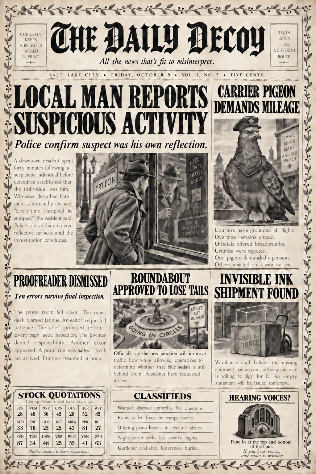 The Daily Decoy, Vol. 1 No. 7 — the puzzle newspaper